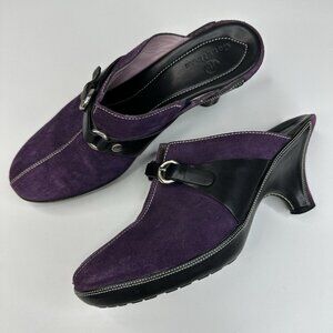Cole Haan Women's Purple‎ Jianna Buckle Suede Leather Clog Heels US 8 B